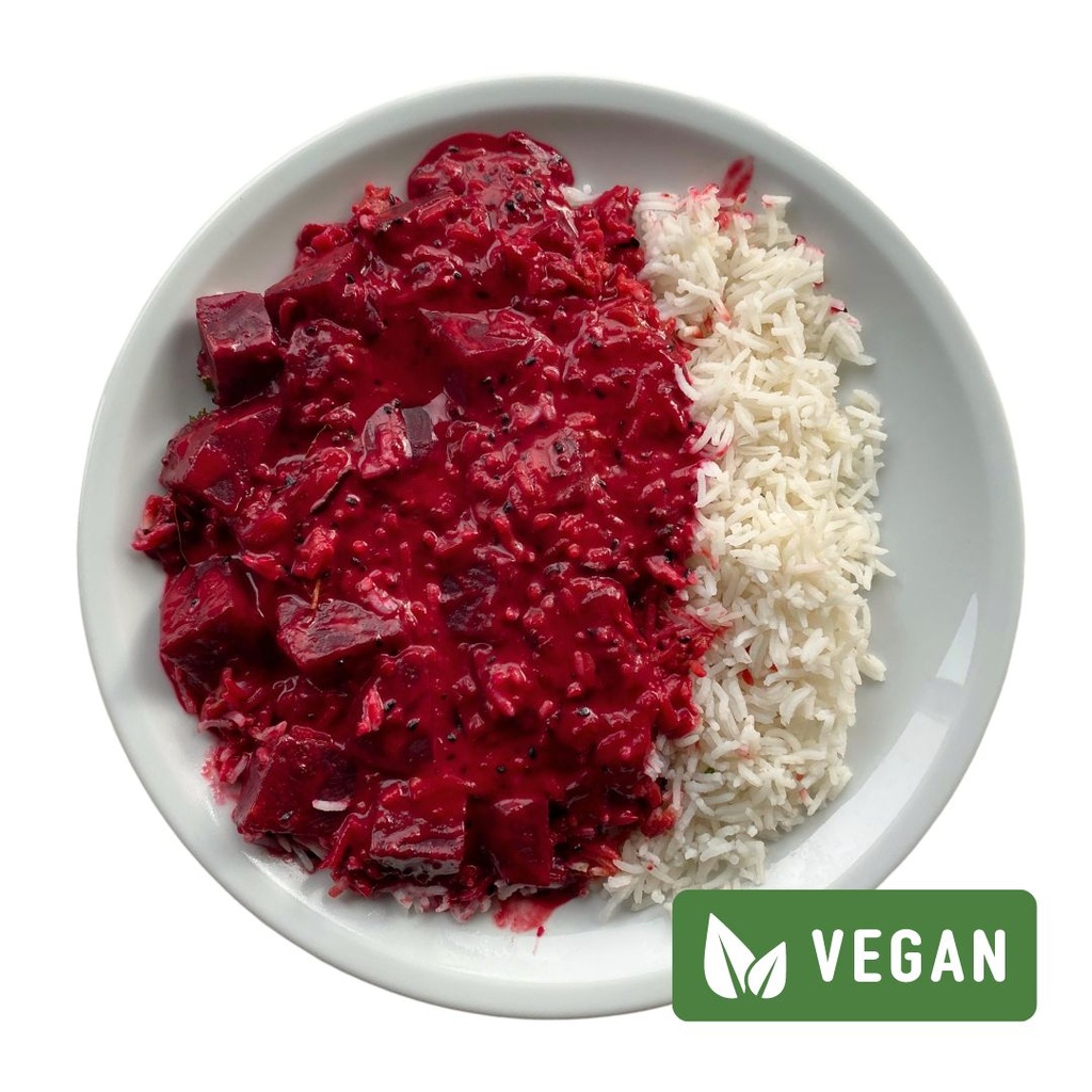 Indisches rote Bete Curry mit Basmati-Reis (POS)