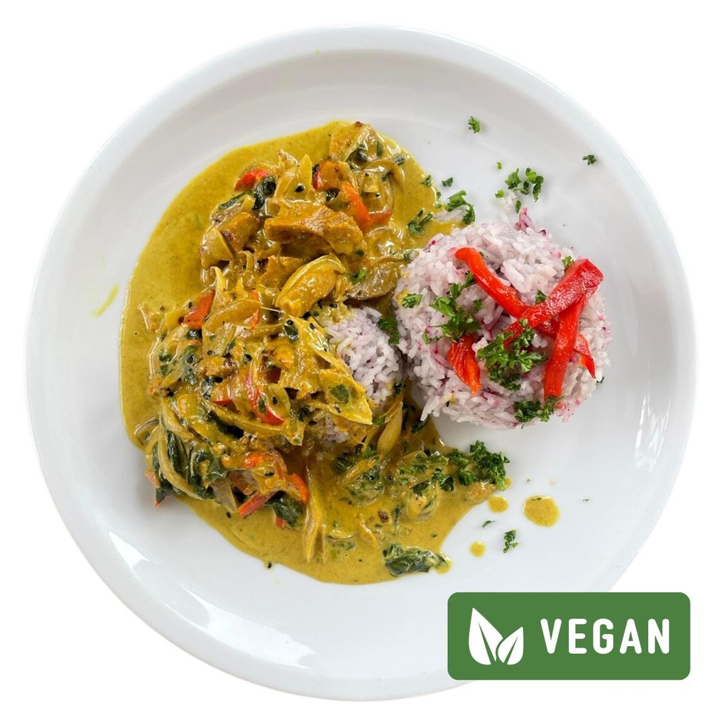 Indisches Spinatcurry mit Saitan und Reis